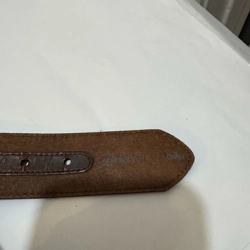 Womens Brighton Brown Braided Leather Concho Belt Size 32 Boho Western